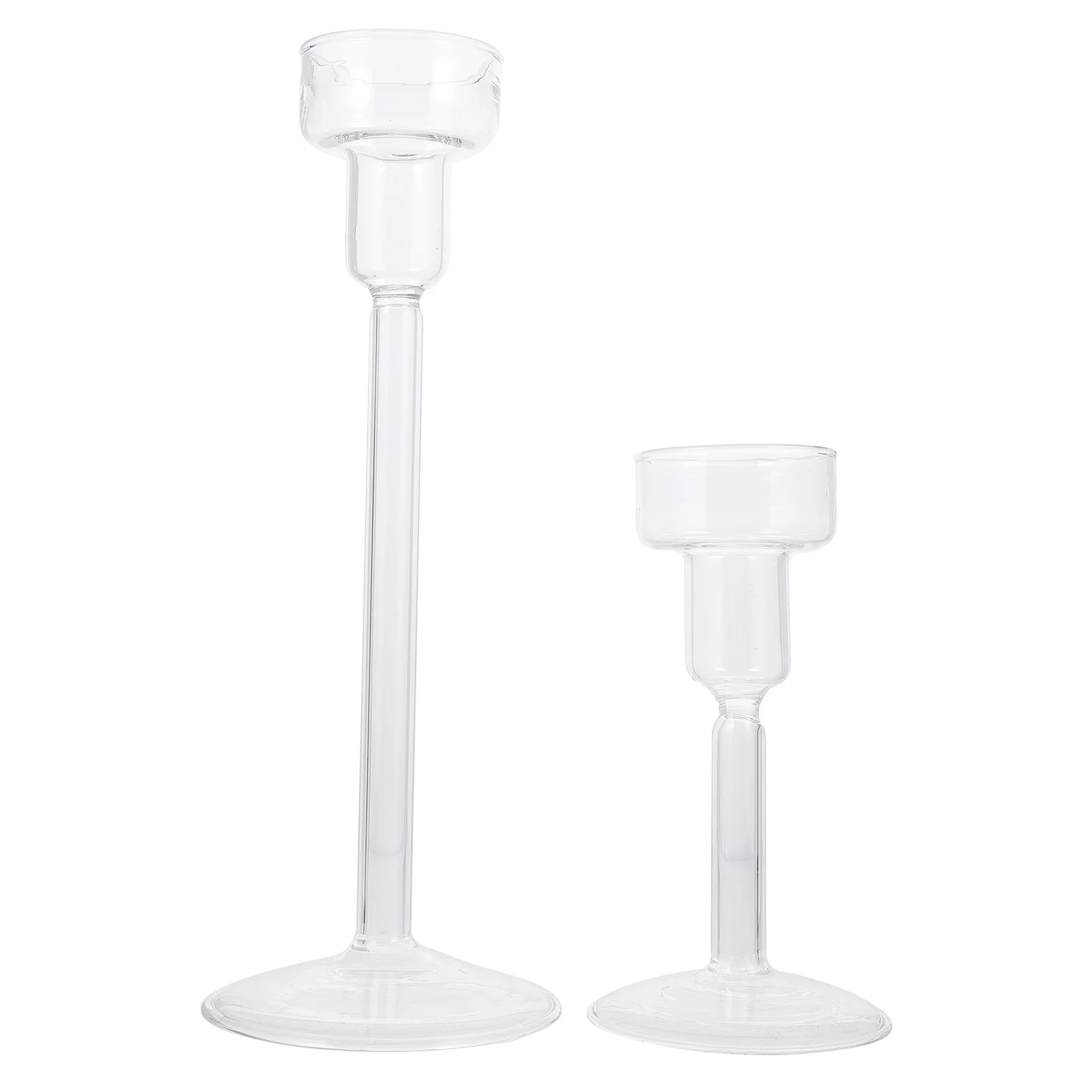 

2Pcs Tall Glass Candlestick Elegant Long Stem Holder for Home Decoration Long Stem Holder Candlestick for Decor