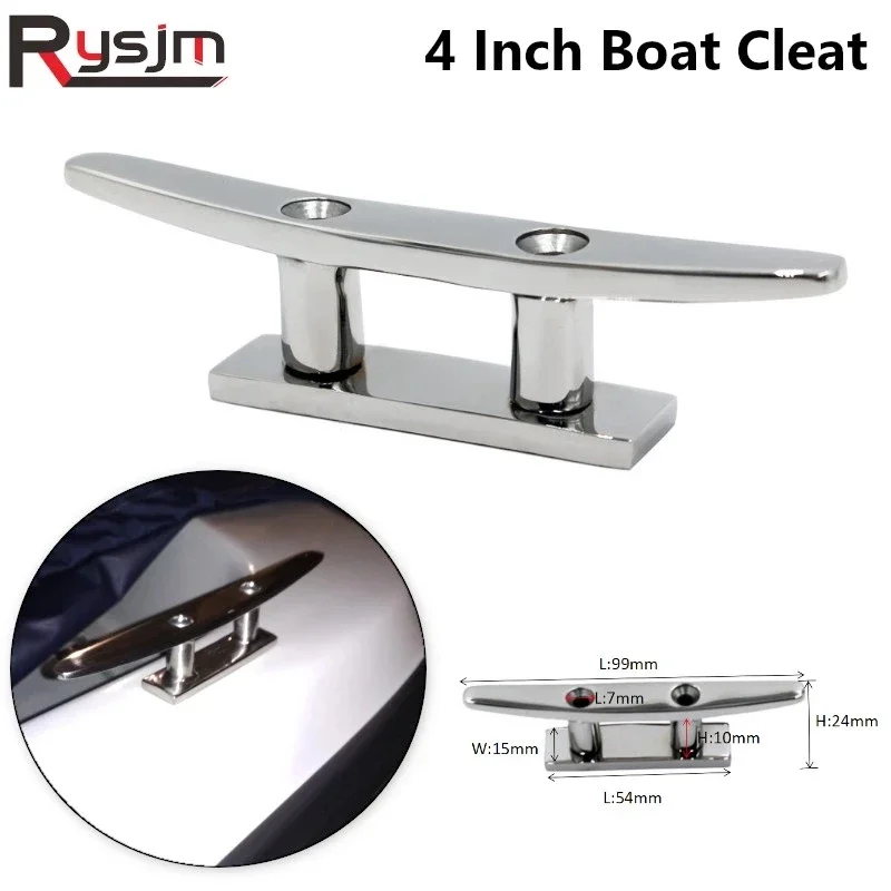 1PC 4 Inch High Quality 316 Stainless Steel Polished Combo Mooring Cleat 100mm Boat Cleat for Marine Boat Yacht