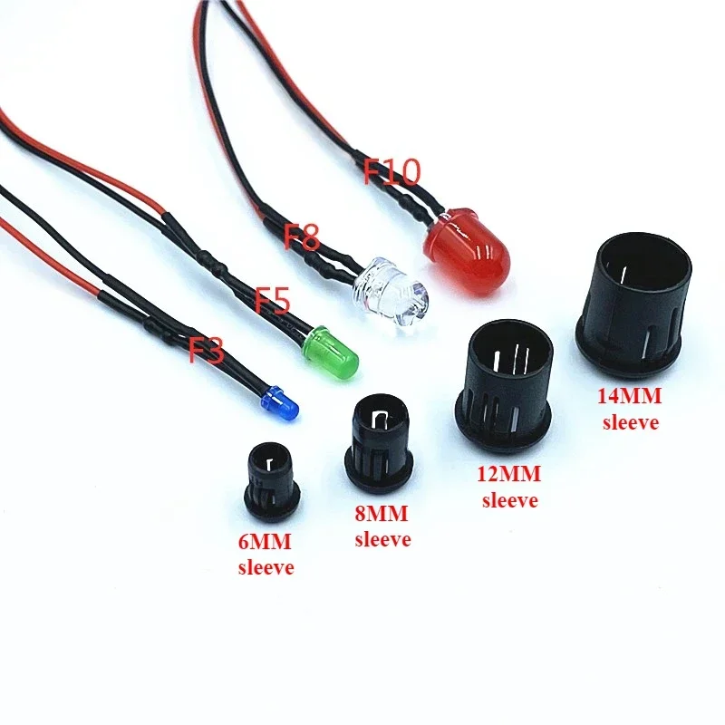 5Pcs/lot 3mm 5mm 8mm 10mm LED 3V6V12V220V small round head LED with small light bead black light sleeve 6mm 8mm 12mm 14mm