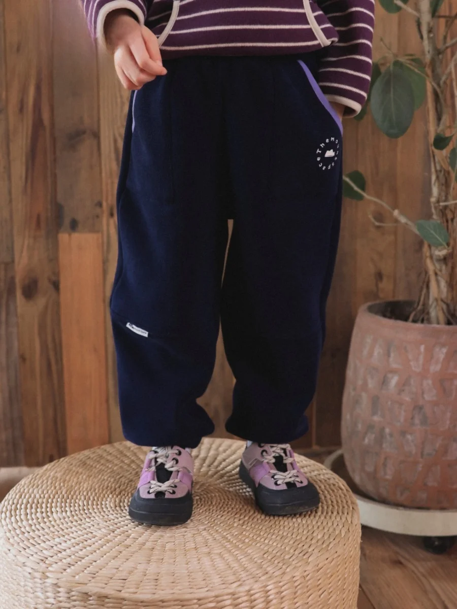 Thickened Fleece Outdoor Children's Long Pants Middle Waist Drawstring Cotton Polyester Blend Winter Warm Trousers for Girls