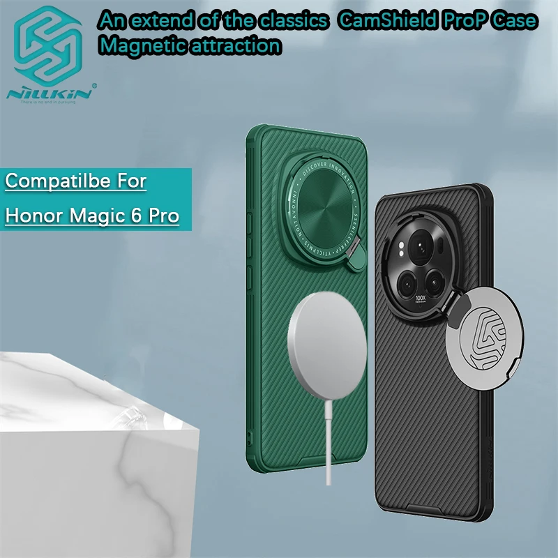 

Для Honor Magic 6 Pro чехол Nillkin CamShield ProP Магнитный чехол для фотоаппарата с пряжкой чехол для телефона из ТПУ и ПК