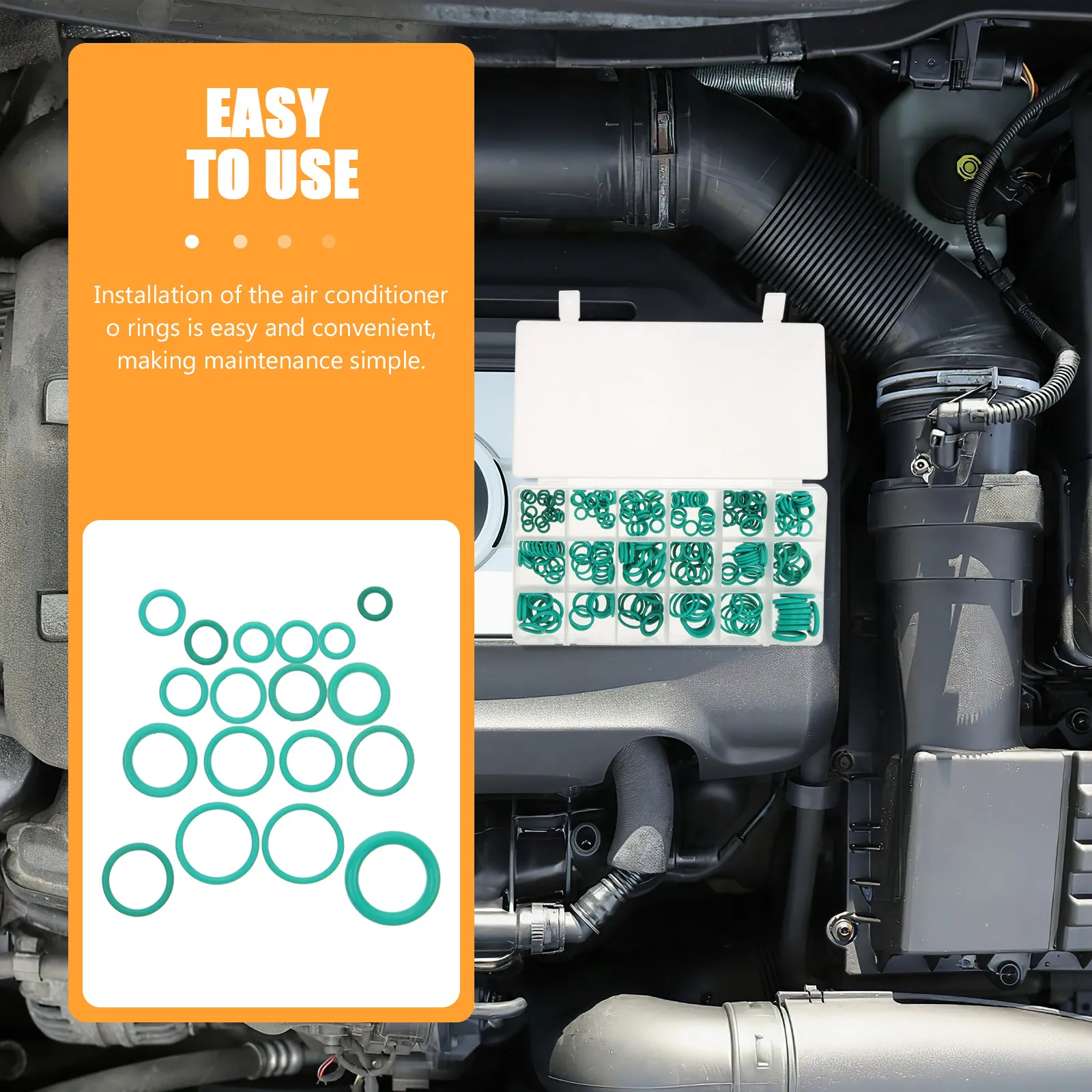 270Pcs Automotive Air Conditioner O Rings Set Butyl Rubber Seal Kit Compressor Repair Car Air Conditioning Seal Rings Assortment