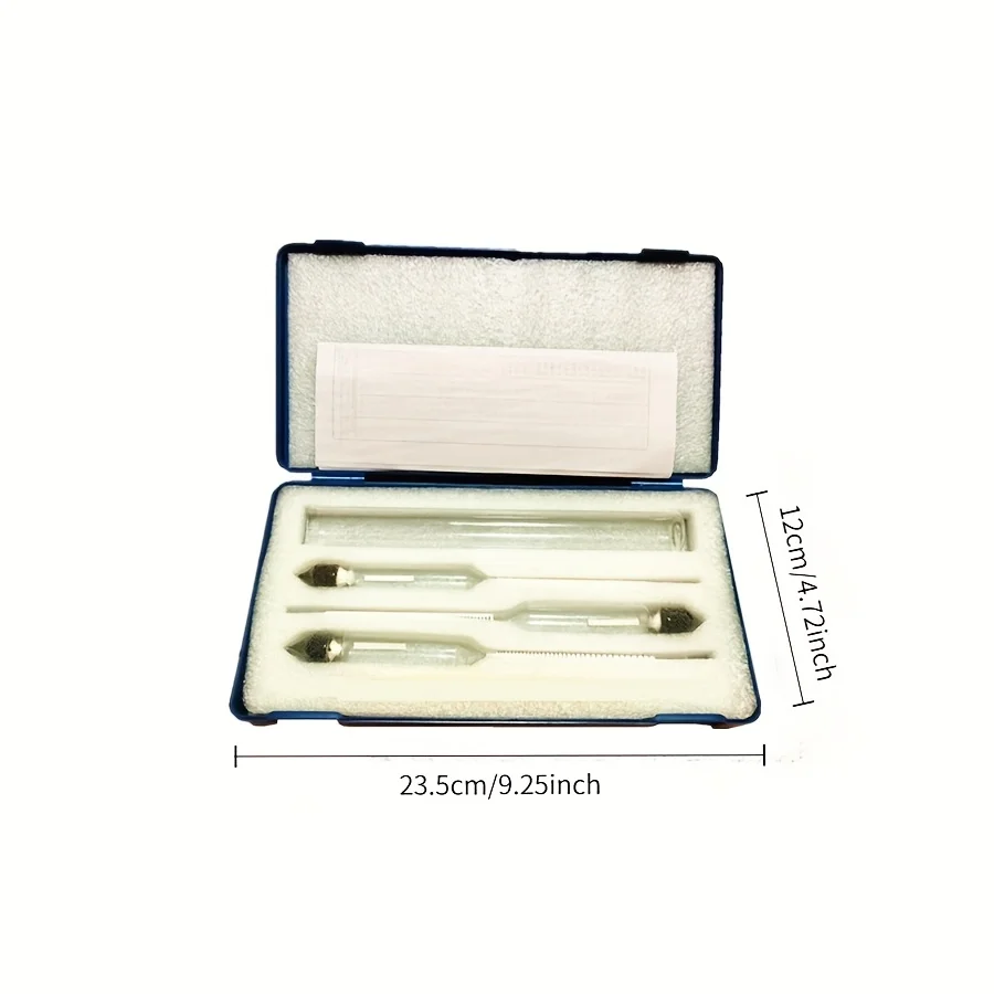 مجموعة عداد الكحوليات المائي مكونة من 3 قطع، أداة اختبار الجاذبية ذات الأرواح المقطرة عالية الدقة 0-100% مع علبة ومخطط تحويل