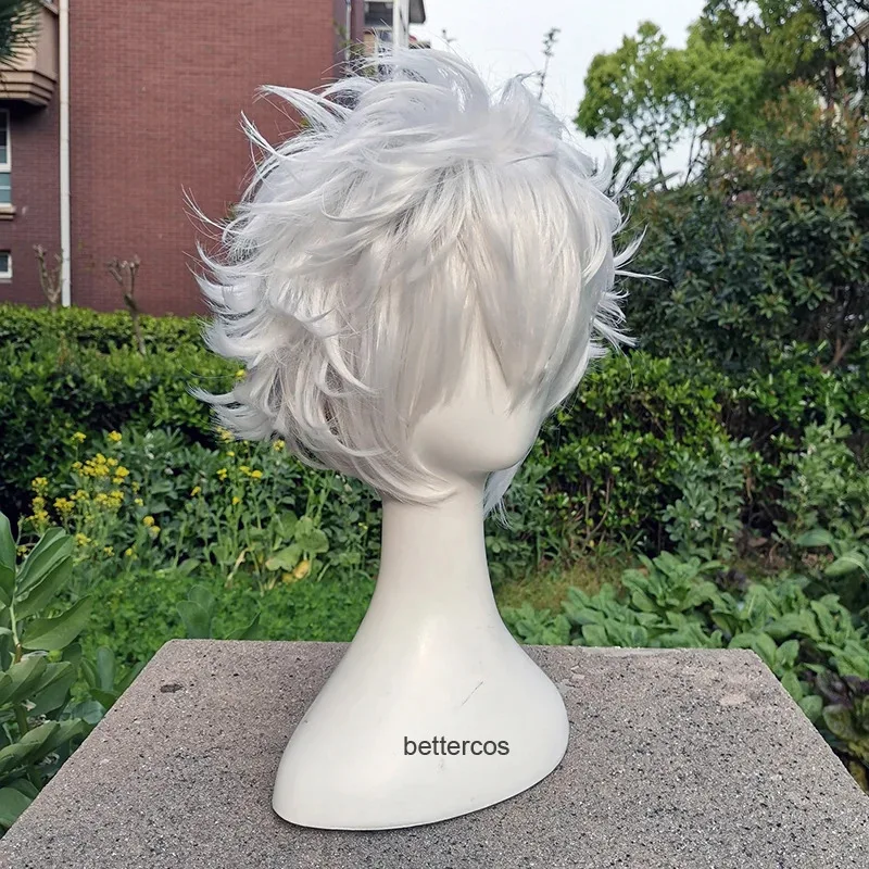 

Gintama Gintoki Sakata Парики для косплея Короткие серебристо-белые термостойкие синтетические волосы + шапочка для парика