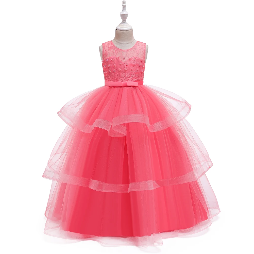 

Vestidos Party Performance Girl Dress 6 Colors 120cm-170cm Children European and American Long Skirt Gauze Ball Gown Princess