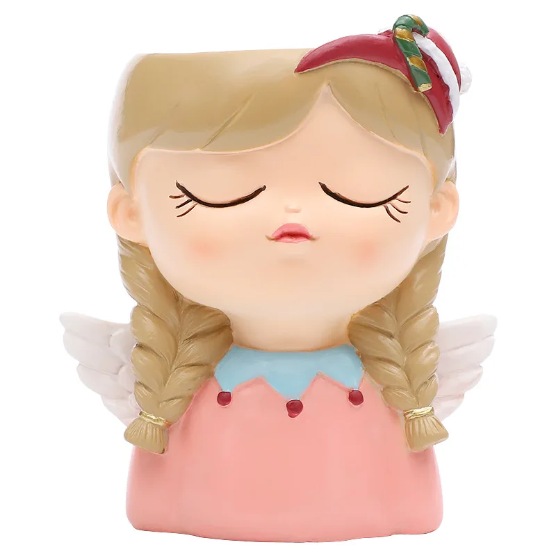 

New Arrival: Adorable Cartoon Girl Flower Pot Office Desk Landscape Planters Resin Garden Containers for Succulents Home Decor