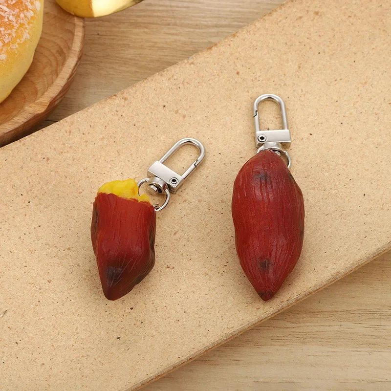 Simulated Sweet Potato Keychain New Creative Fashion Mobile Bag Food Play Food Model Mini Sweet Potato Pendant Ornaments Gift