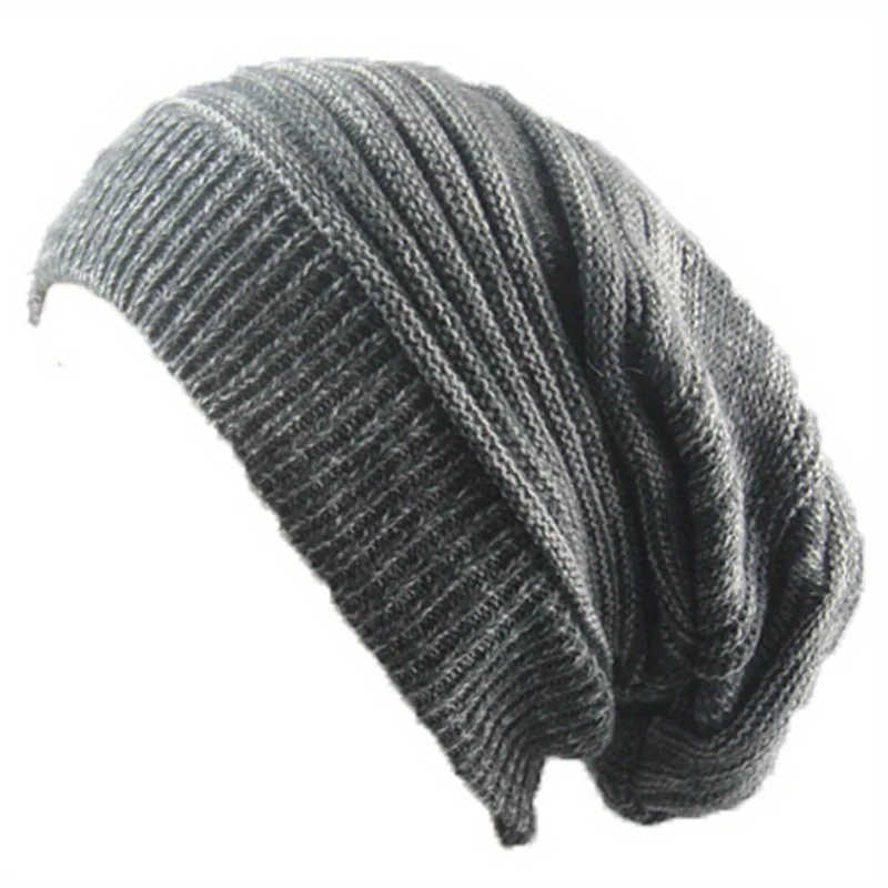 Hip Hop Wool Winter Warm Knitted Skullies Hat Outdoor Male Female Bobble Hat Casual Stretch Crochet Travel Beanies Cap Women Men