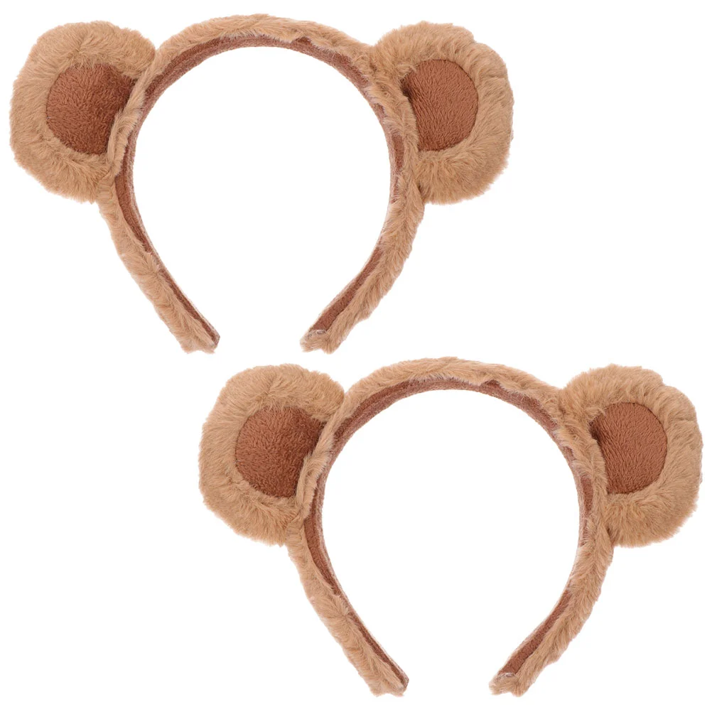 2 Pcs Antlers Bear Headband Child Accessories Headbands Fabric Costume Fluffy Hairbands