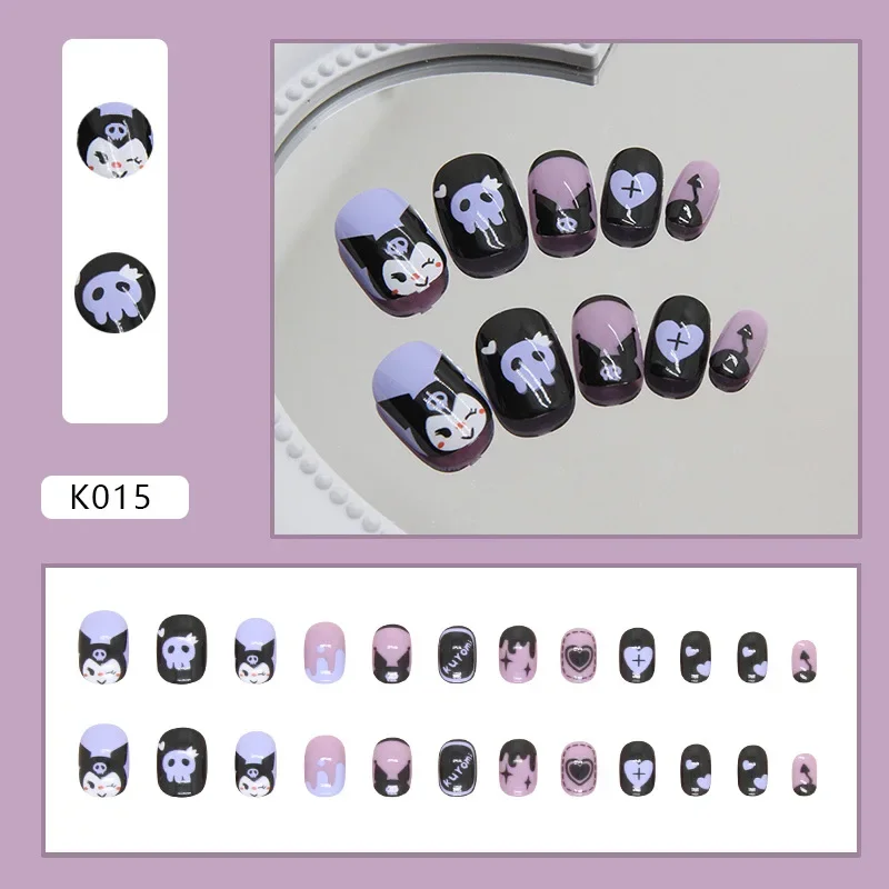 Sanrio Kuromi Nail Patches Cute Cartoon Girl&Child Removable Nail Sticker Short Style Nail Ornaments Holiday Gifts