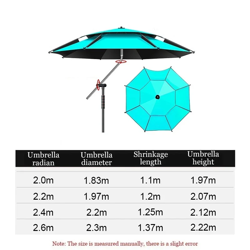 Parasol 2-2.6M regulowany Parasol na zewnątrz ryby pogrubiony przeciwdeszczowy anty-UV Parasol wędkarski Parasol składany Parasol plażowy