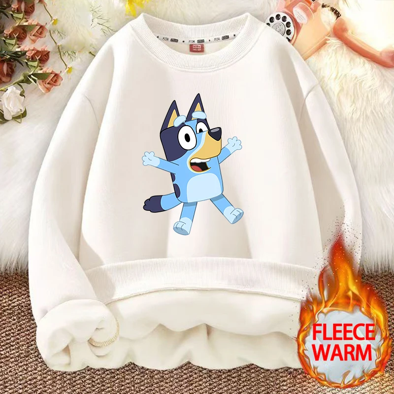 Blueys Toddler Girl Boys Sweatshirt Cartoon Crewneck Pullover Thickening Tshirt Kid Winter Long Sleeve Top Cartoon Clothes Gift