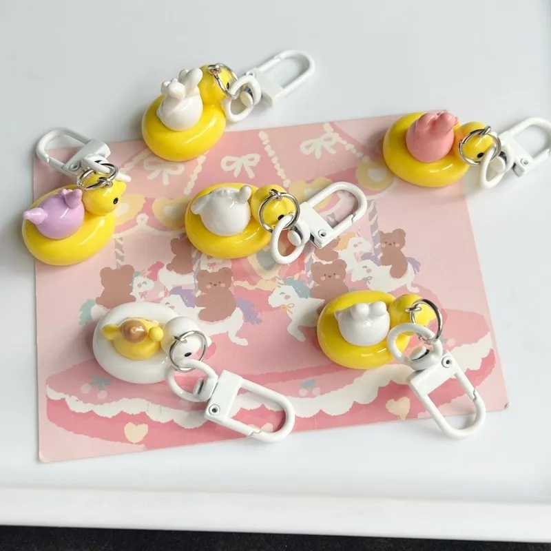 MINI Cute Duckling Sanrio Keychain Original Backpack Pendant Girl Cartoon Keychain Girlfriend Gift Accessories