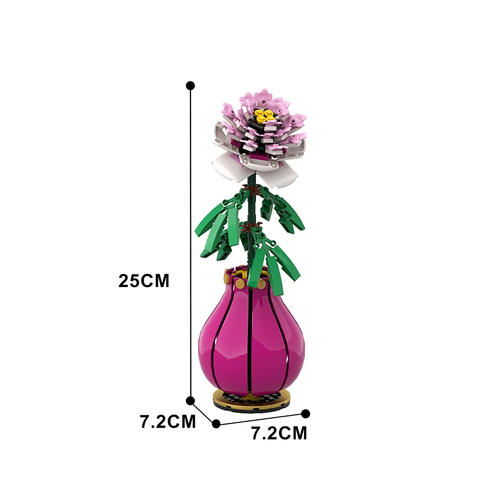 MOC-153192 Peony Flower Plant Building Blocks Bonsai Series Set Brick Plant Bouquet DIY Creative Toys Educational Children Gift