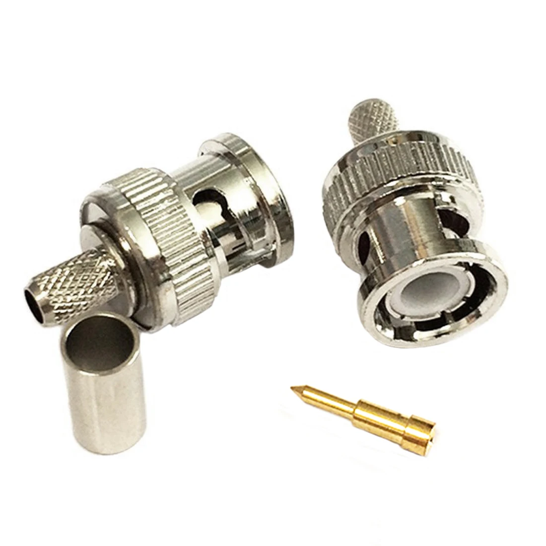 1pc BNC Male RF Connector Plug Crimp For RG58 LMR195 Cable Straight Nickelplated 50Ohm Wholesale