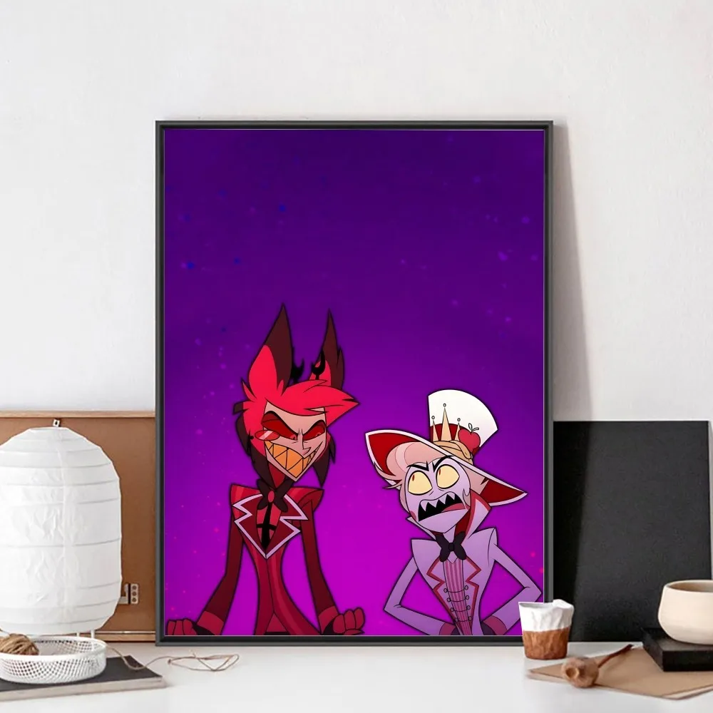 Hazbin H-Hotels Angel Dust Alastor Poster No Framed Kraft Club Bar Paper Vintage Poster Wall Art Painting Bedroom Study Stickers