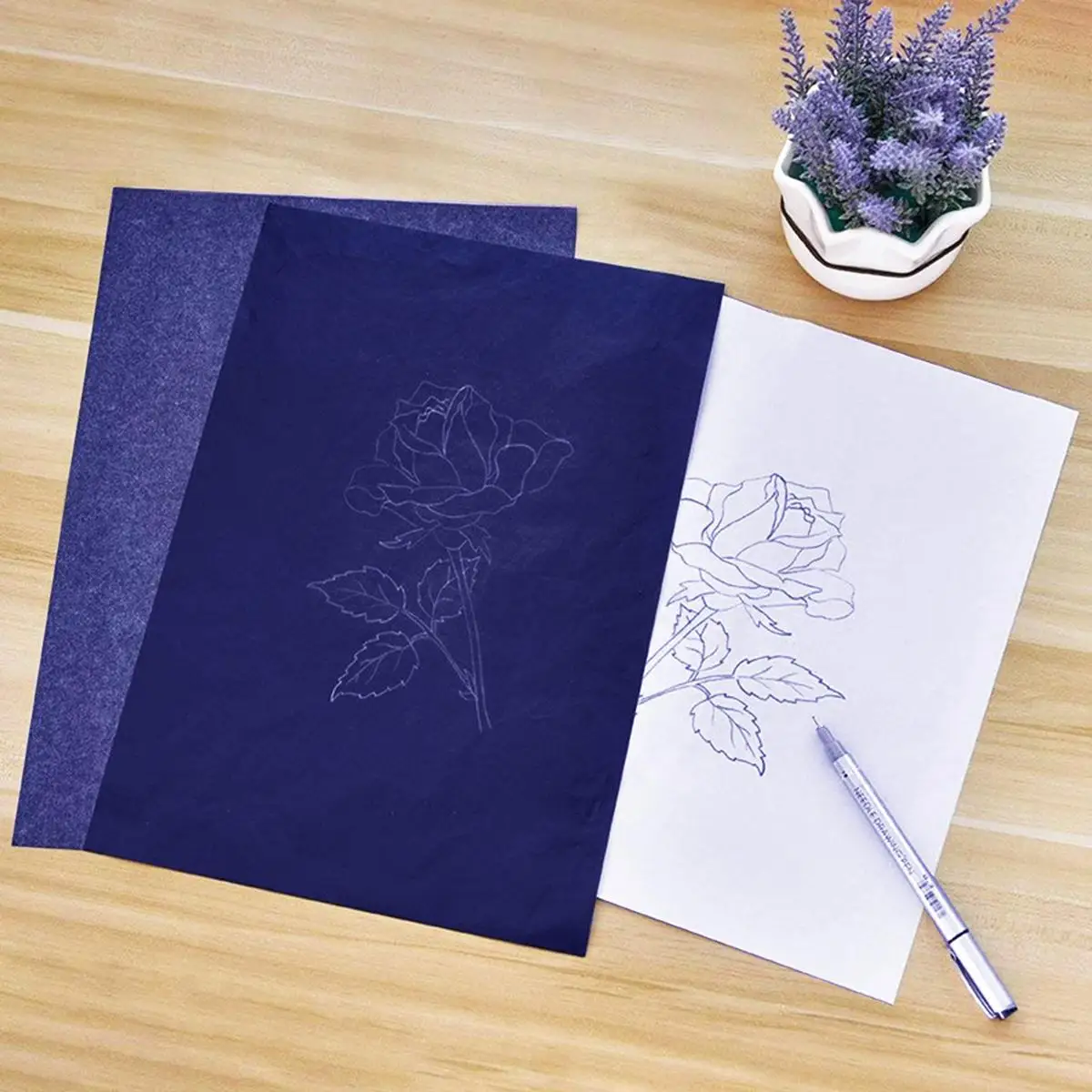 100 Pcs Tracing Paper for Crafts Transfer Paper Transfer Drawing Canvas Wood Ceramic Black Single Sided Bulk