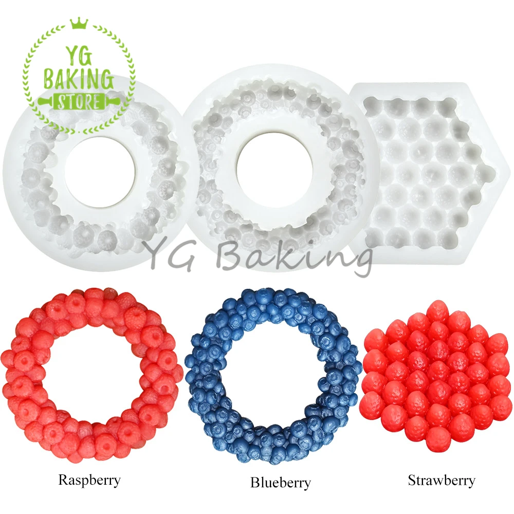 

Dorica 3D Raspberry/Blueberry/Strawberry Design Silicone Mousse Mould DIY Fruit Dessert Chocolate Mold Cake Deco Tools Bakeware