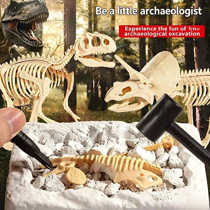 Dinosaur Fossil Dig Kit 3D Skeleton Model STEM Learning Toy Science Discovery Gift Educational Excavation Set for Kids