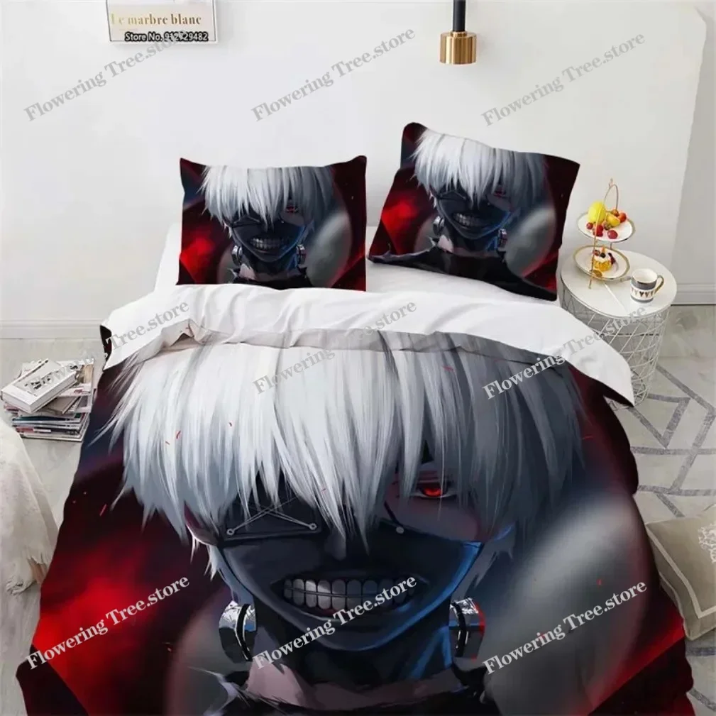 3D Print Anime Tokyo Ghoul Kaneki Ken Bedding Set,Tokyo Ghoul Duvet Cover Bed Set Quilt Cover Pillowcase Comforter king Queen