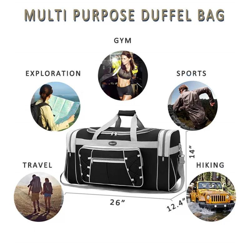 Extra Large Gym Bag for Men Travel Duffle Bags Weekender Over Night Carry On Bag Oxford Duffel Gym Sturdy Luggage Water-Proof