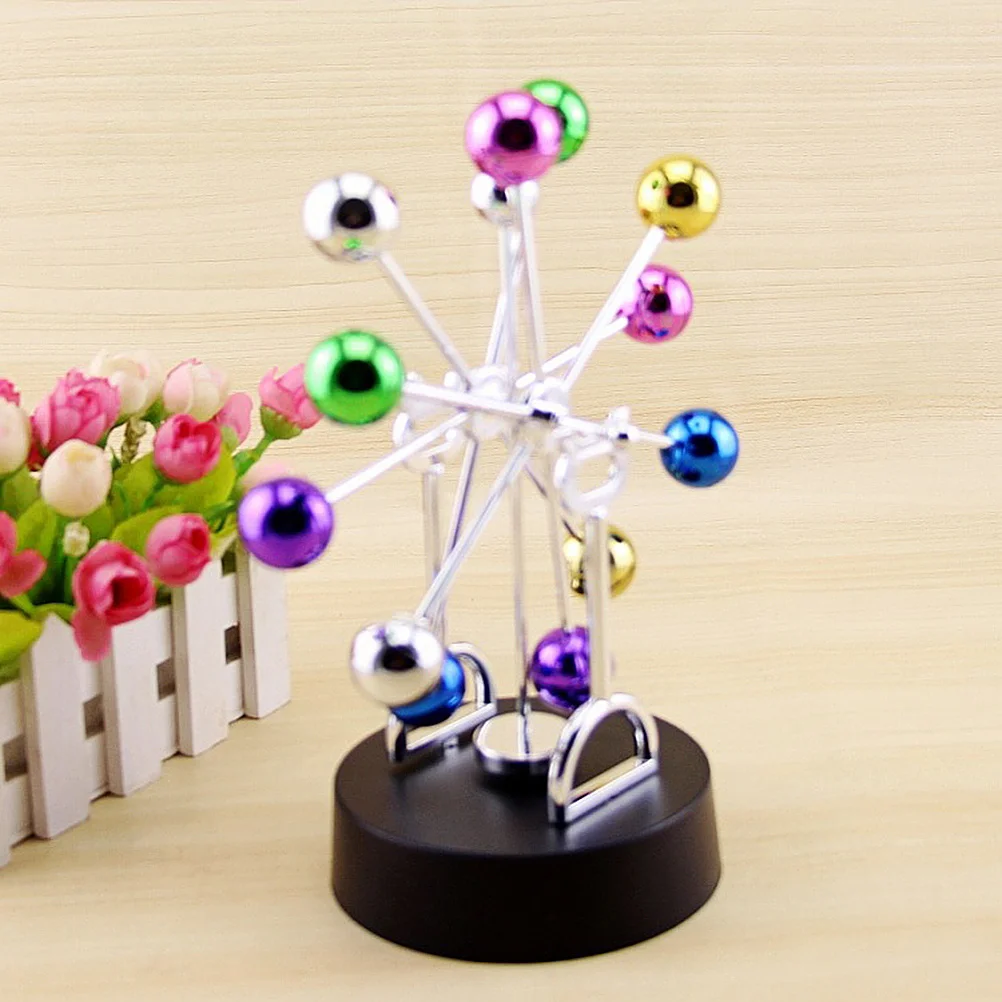 عجلة فيريس ملونة لسطح المكتب أداة علم الفيزياء الحركة الدائمة لمكتب ديكور المنزل والمدرسة تعليمية مونتيسوري #4