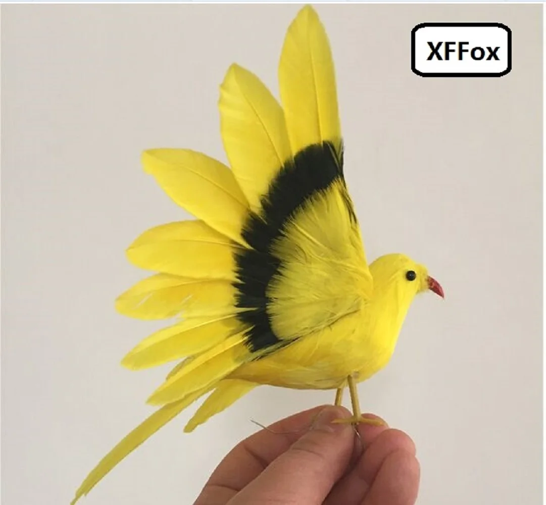 15cm Yellow & Black Bird Model Cute Real Life Simulation Foam & Feather Wings Bird Gift