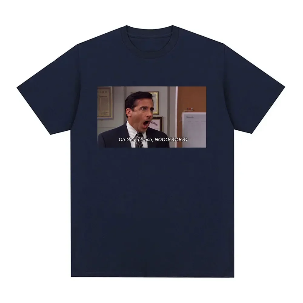 Cotton Oversized T-shirt Michael Scott Homage The Office Men T Shirt Tv Series Oh God Please NO Graphic Short Sleeve T Shirts