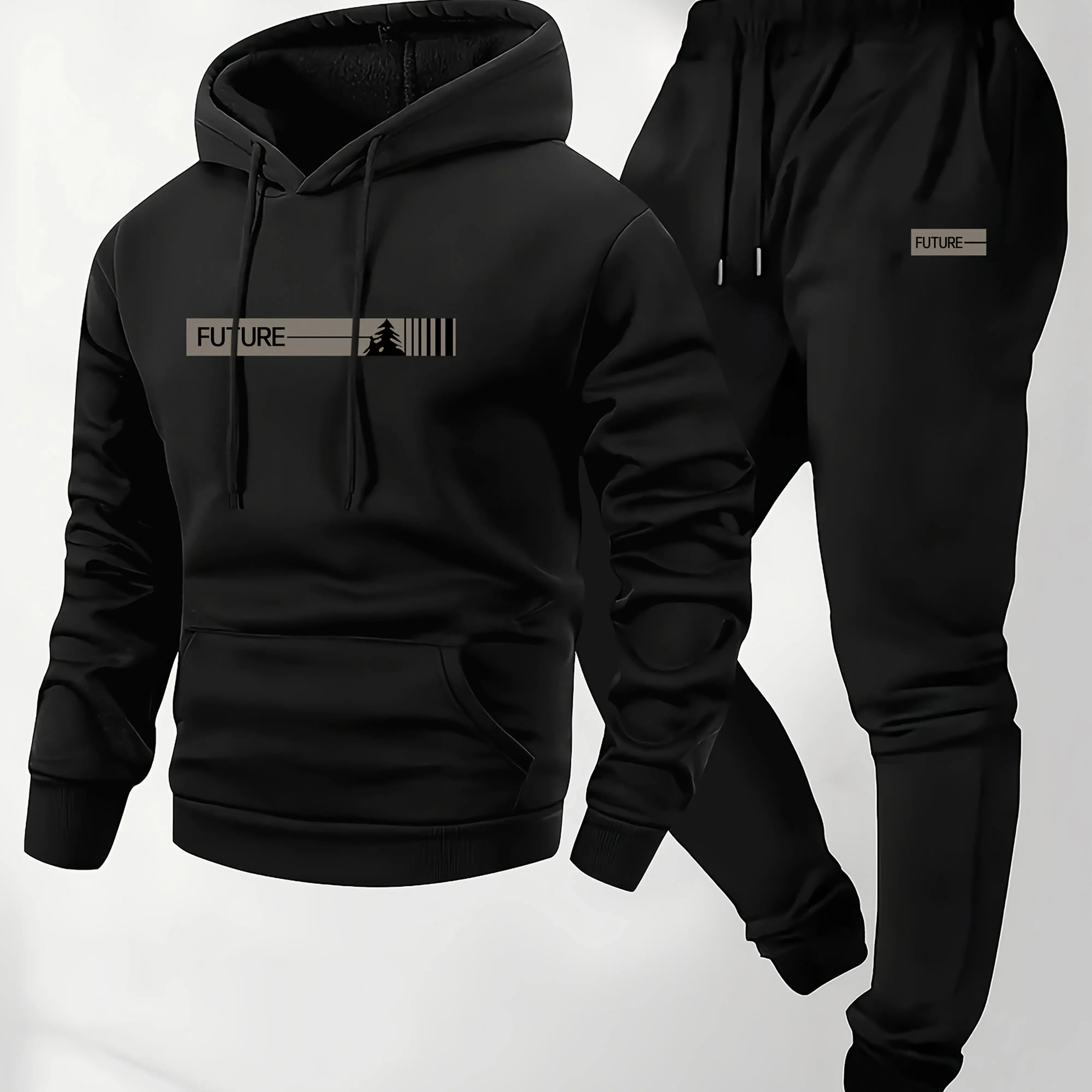 

Men's Two-piece Set Casual Long-sleeved Hooded Sweatshirt and Sports Pants Outfit Suitable for Winter and Autumn Sports Outfit