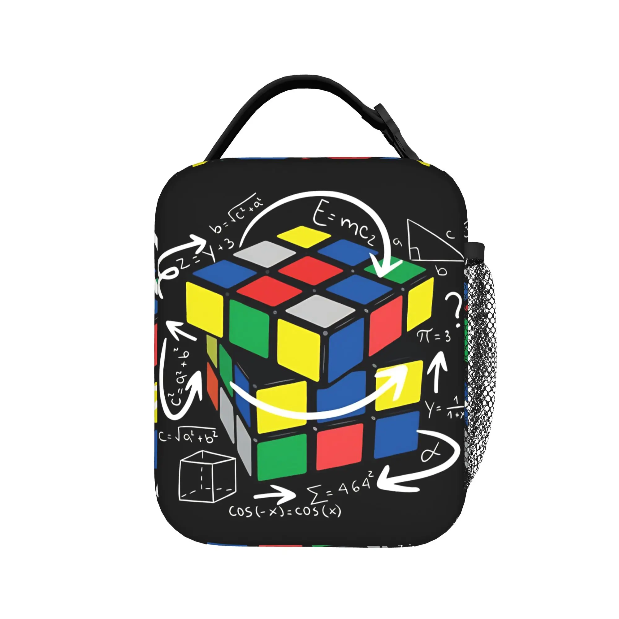 Lunch Bag Math Rubiks Cube Outdoor Picnic Lunch Box For Girls  Cute Portable Print Thermal Lunch Bags