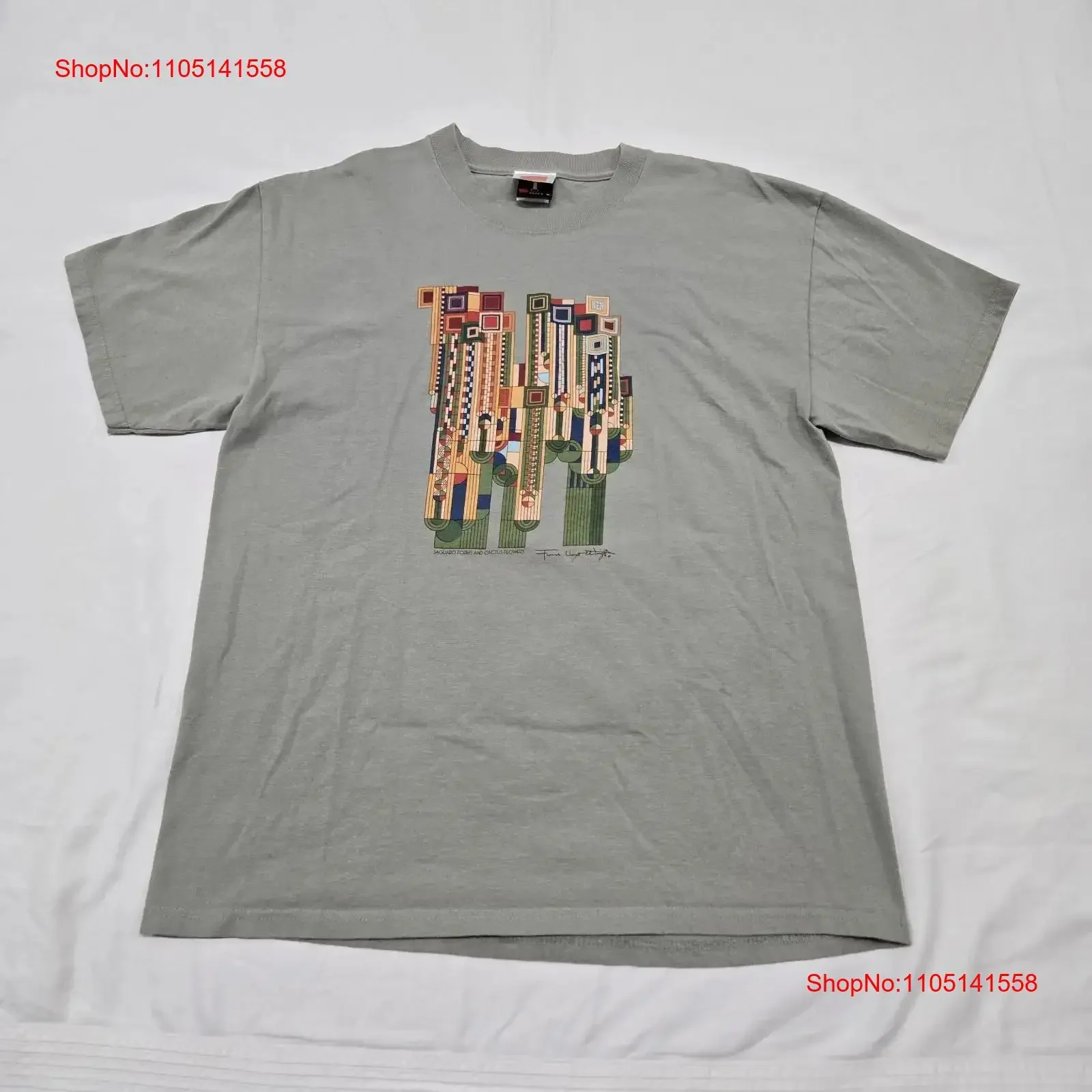 Sz grand Vintage Frank Lloyd Wright t-shirt architecte Cactus musée vintage lavé élégant légèrement vêtements de créateurs