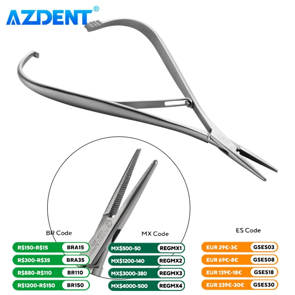 Dental ortodontyczne szczypce ligatura uchwyt krawata AZDENT 14cm trzymające elastyczne krawaty umieszczanie stomatologii podstawowy instrument