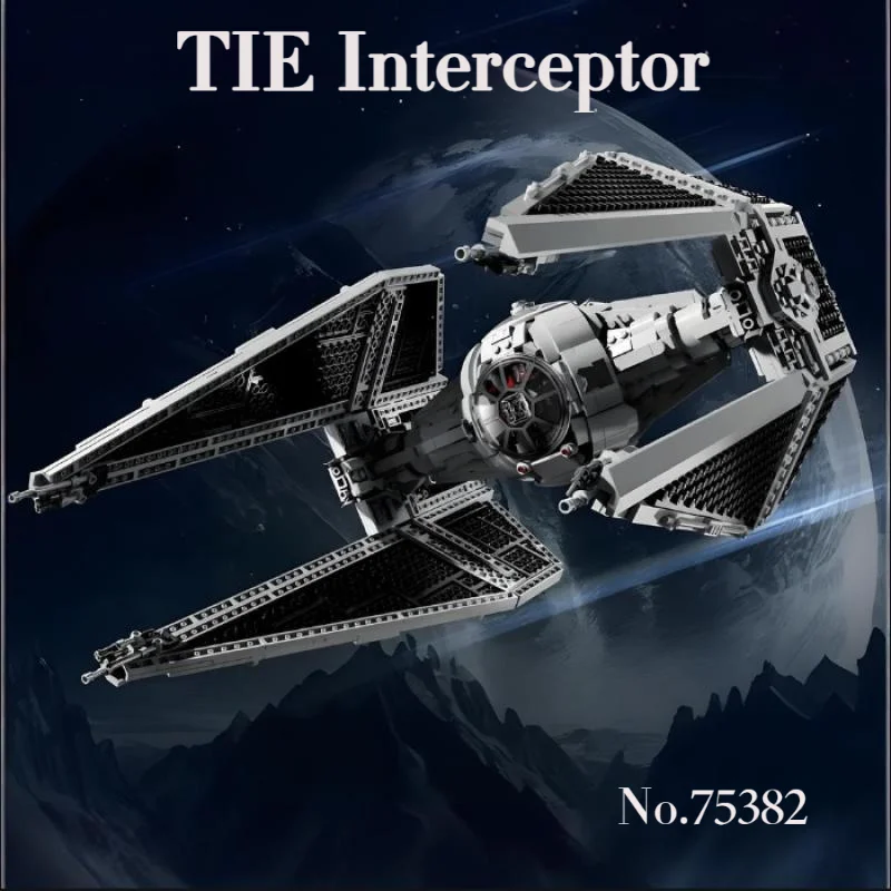 Spaceship MOC TIE Interceptors Building Blocks Modified from Imperial Fighters Model 75382 Assembly Bricks Toys Christmas Gift