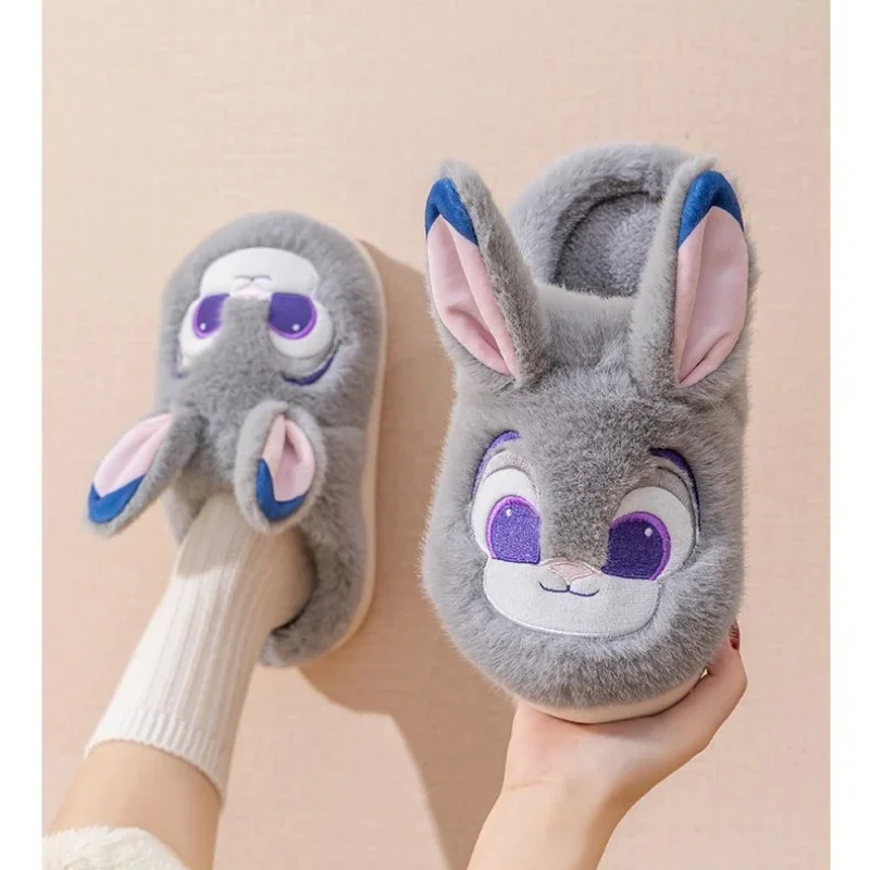 Judy Hopps-Pantoufles d'hiver en coton pour femmes, optique mignonne, chaussures de maison chaudes astronomiques, design Kawaii, pantoufles en peluche à la mode, réparation de Wilde, nouveau