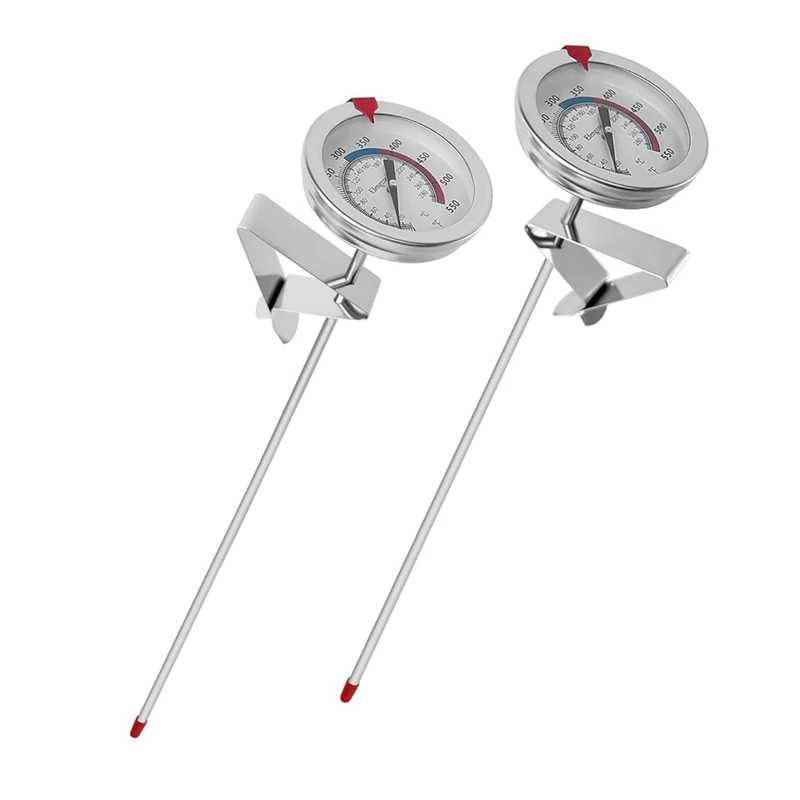 Candy Oil Thermometer Set For Fring, With Pot Clip,12Inch Probe - For Tall Pots,Beef,Lamb, Meat Cooking