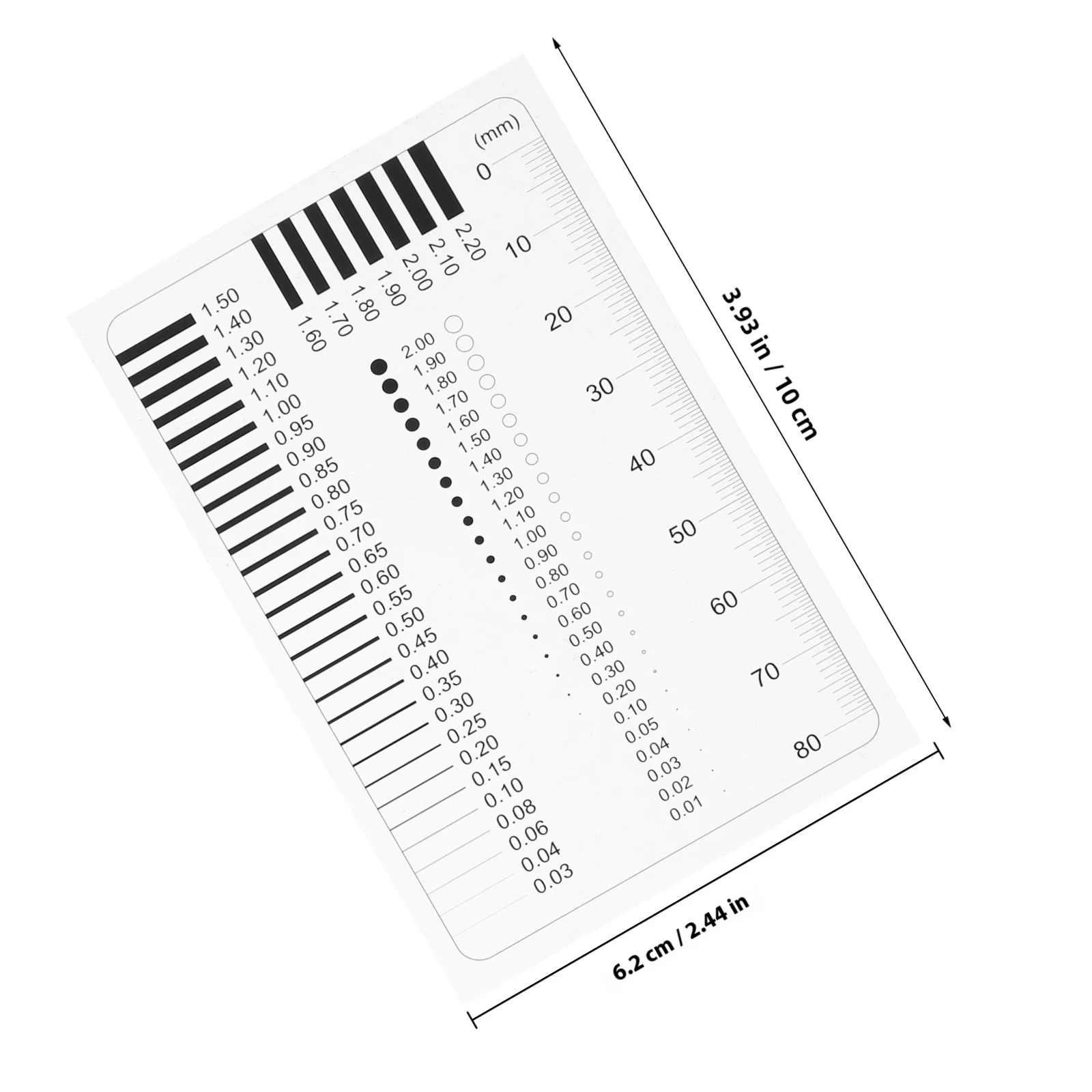 가슴 치수 측정기 투명 자 고정밀 결함 탐지 도구 직경 면적 측정 차트 기구