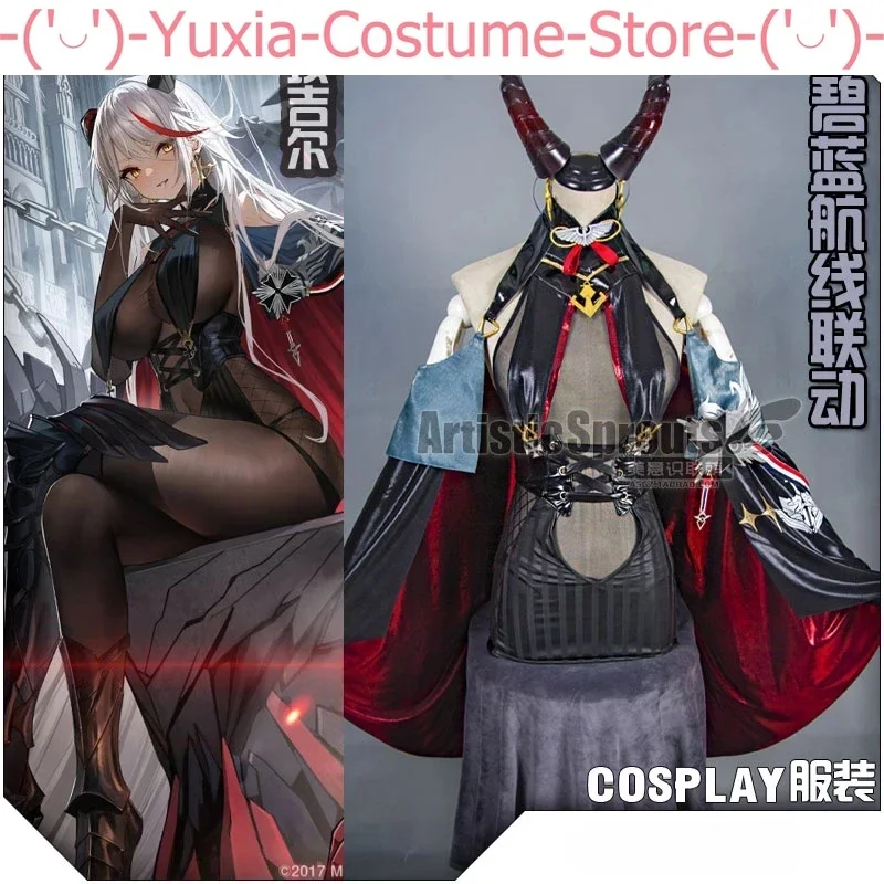 Anime! Azur Lane KMS Agir Game Suit Gorgeous Dress Cloak Uniform Cosplay Costume Halloween Activity Party Outfit For Women NEW