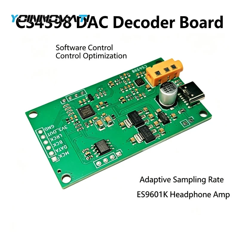 CS4398 I2S DAC Decoder Board with ES9601K Headphone Amp, 24bit/192kHz, 3.5mm Audio Output Module for DIY Digital Audio