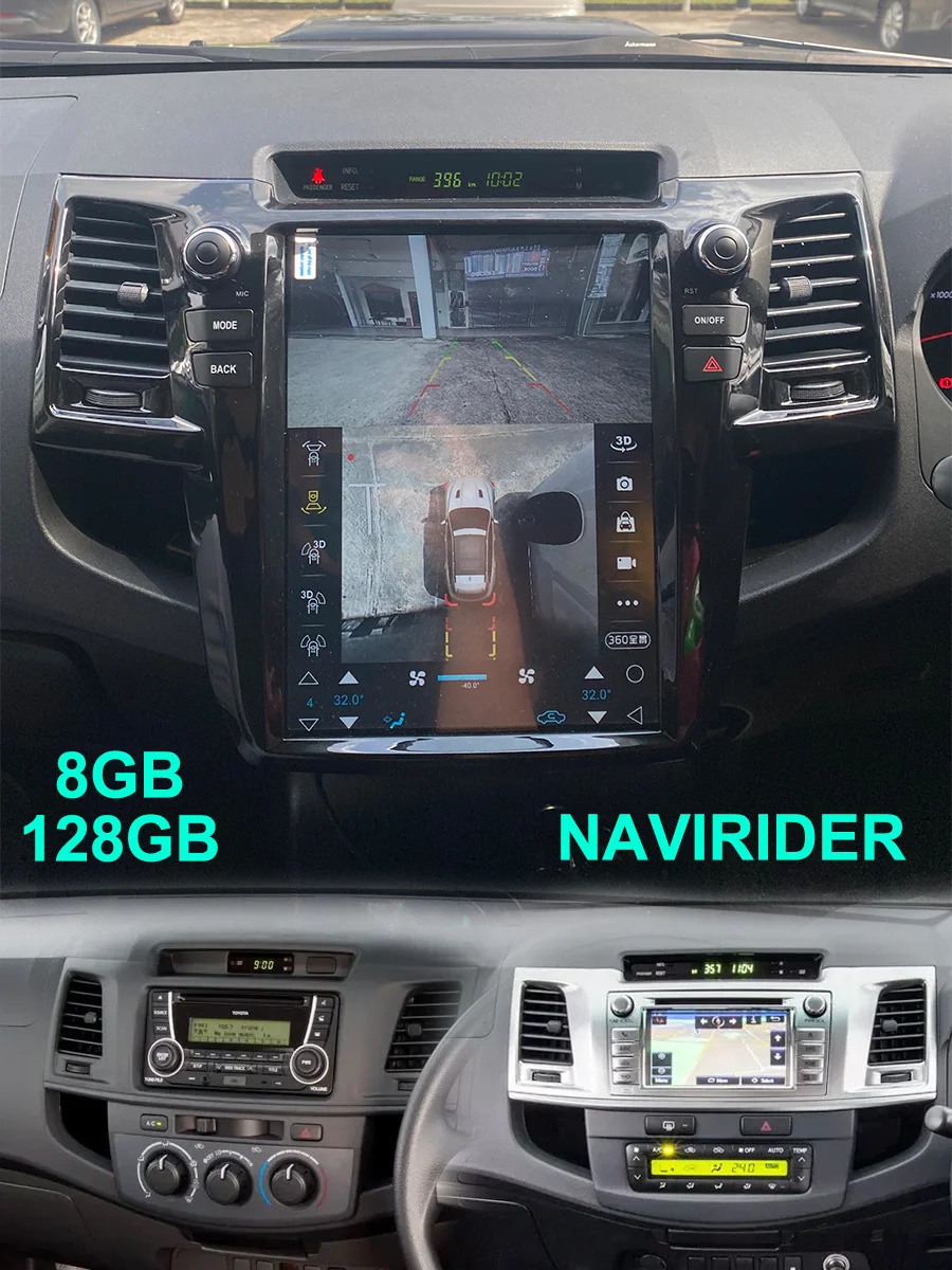 For Toyota Fortuner 2010 Android 13 GPS Hilux Srv 2012 Tesla Screen 12.1inch Stereo Radio Carplay Car Multimedia Video Player