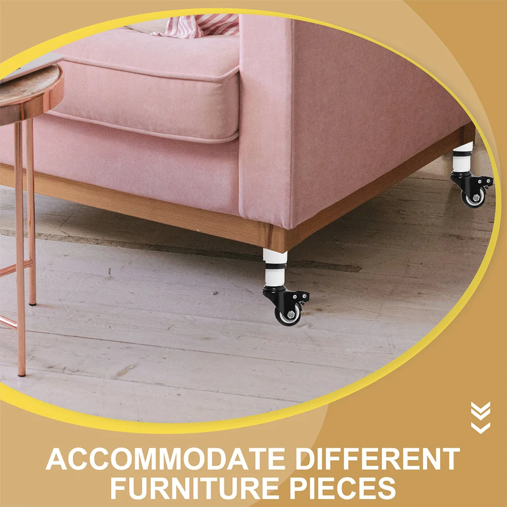 

4Pcs Metal Adjustable Furniture Legs Cabinet Sofa Table Legs with Smooth Rotating Caster Wheels Bed Coffee Table