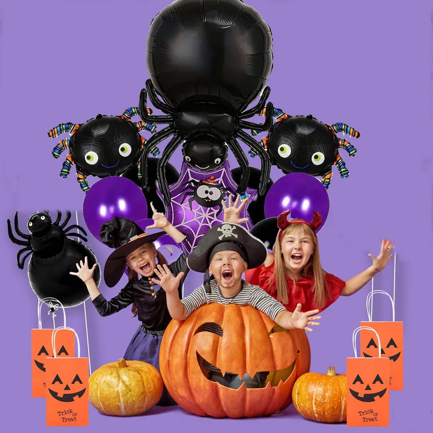 12pcs Halloween Balloon Spider Web Black Purple Balloon Set Halloween Party Indoor and Outdoor Shopping Mall Decoration