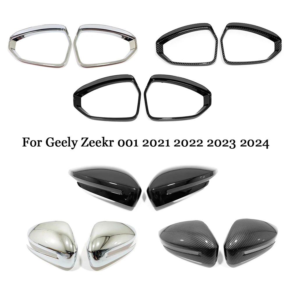 

For Geely Zeekr 001 2021 2022 2023 2024 ABS Black Car rearview mirror Cover Trim rain eyebrow frame Decor Exterior Accessories