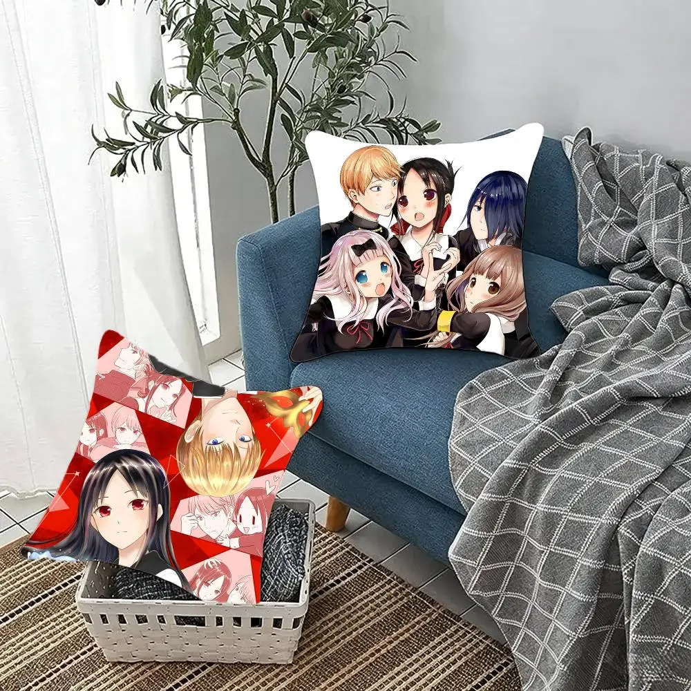 Romantic School-Anime K-Kaguya sama Love Is War Cushion Cover Fluffy velvet Nordic style plush Living room sofa decorative