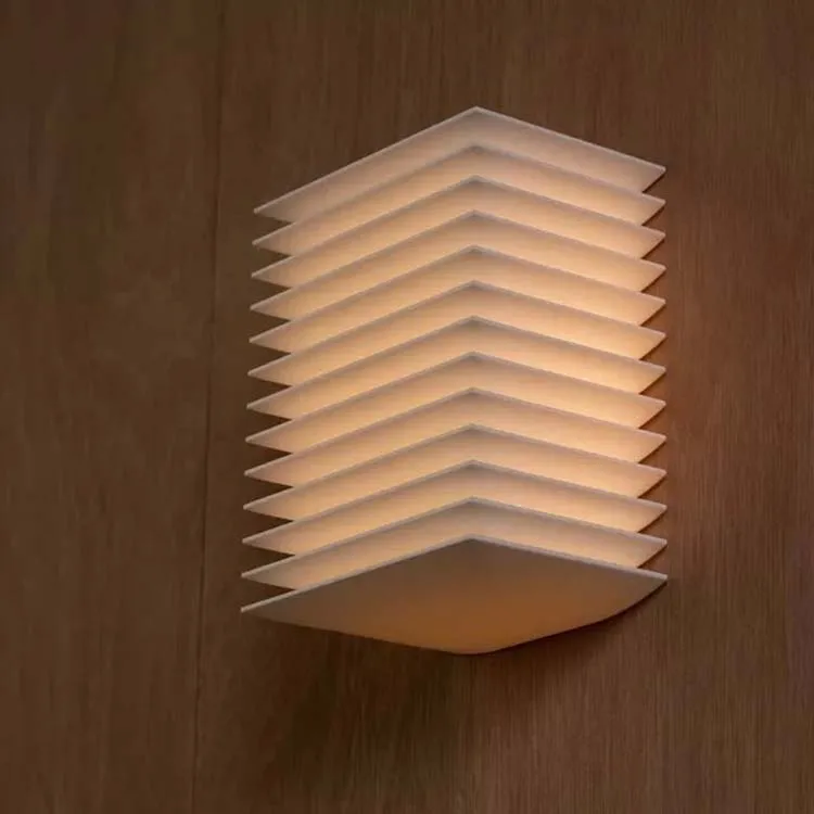 Japanese retro wall lamp square bedroom Wabi Sabi Style wall light louvered living room staircase Corridor decor Indoor Lighting