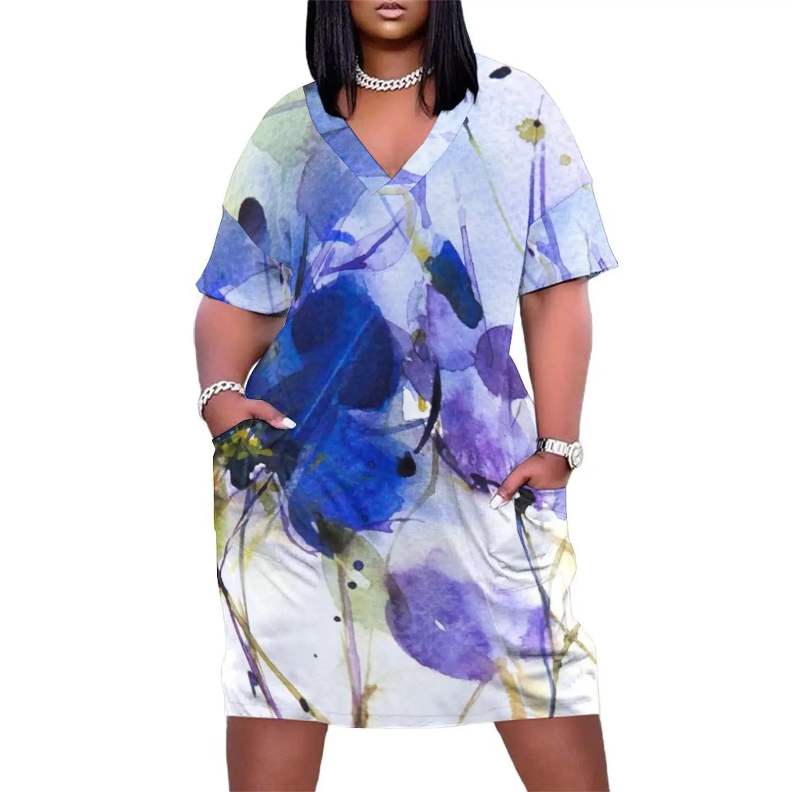 

Lovely purple Loose Pocket Dress summer women's dress 2025 summer dress summer women 2025 evening woman