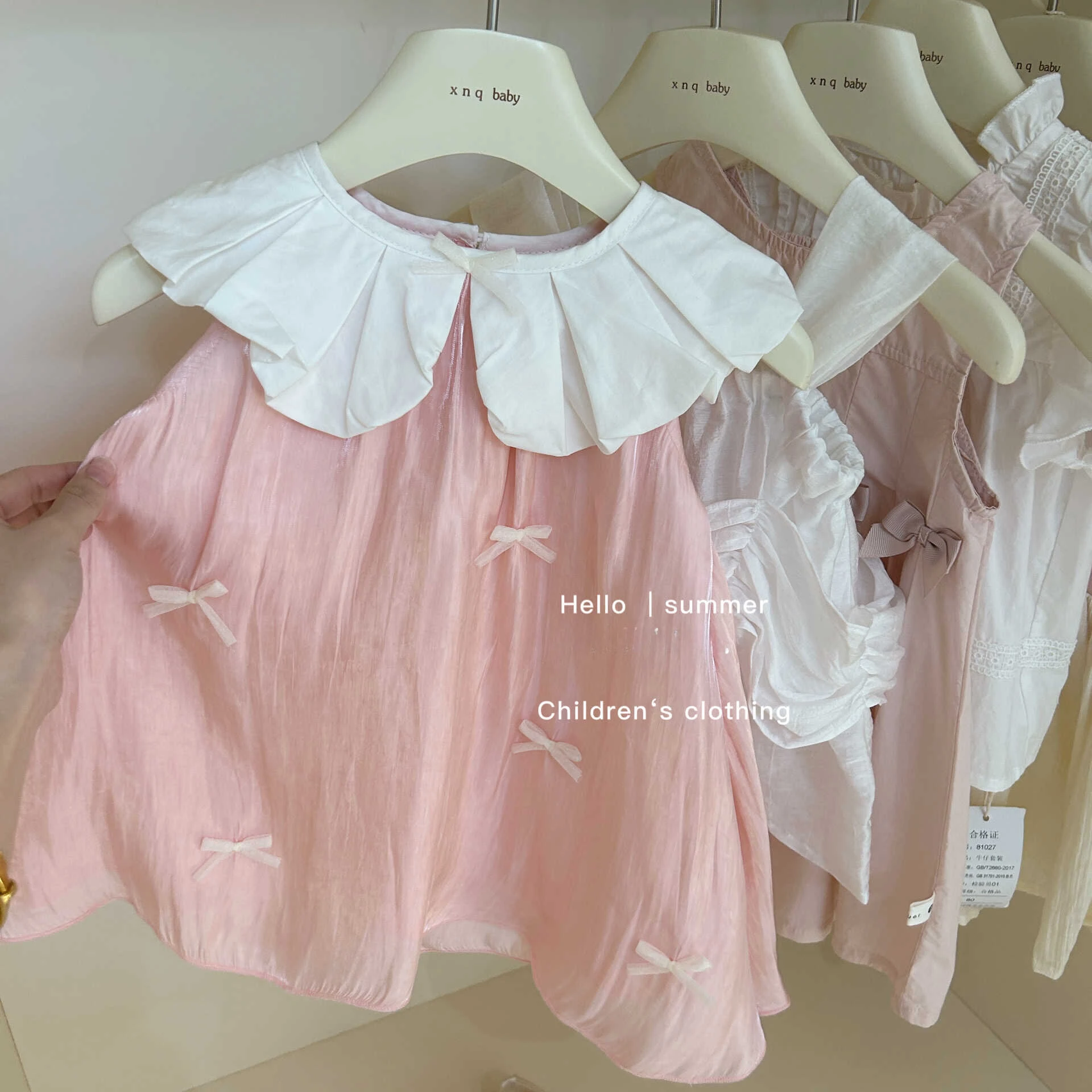 Girls Dress 2024 New Summer Korean Version Foreign Style Female Treasure Sweet Pink Bow Princess Skirt Vest Children Skirt