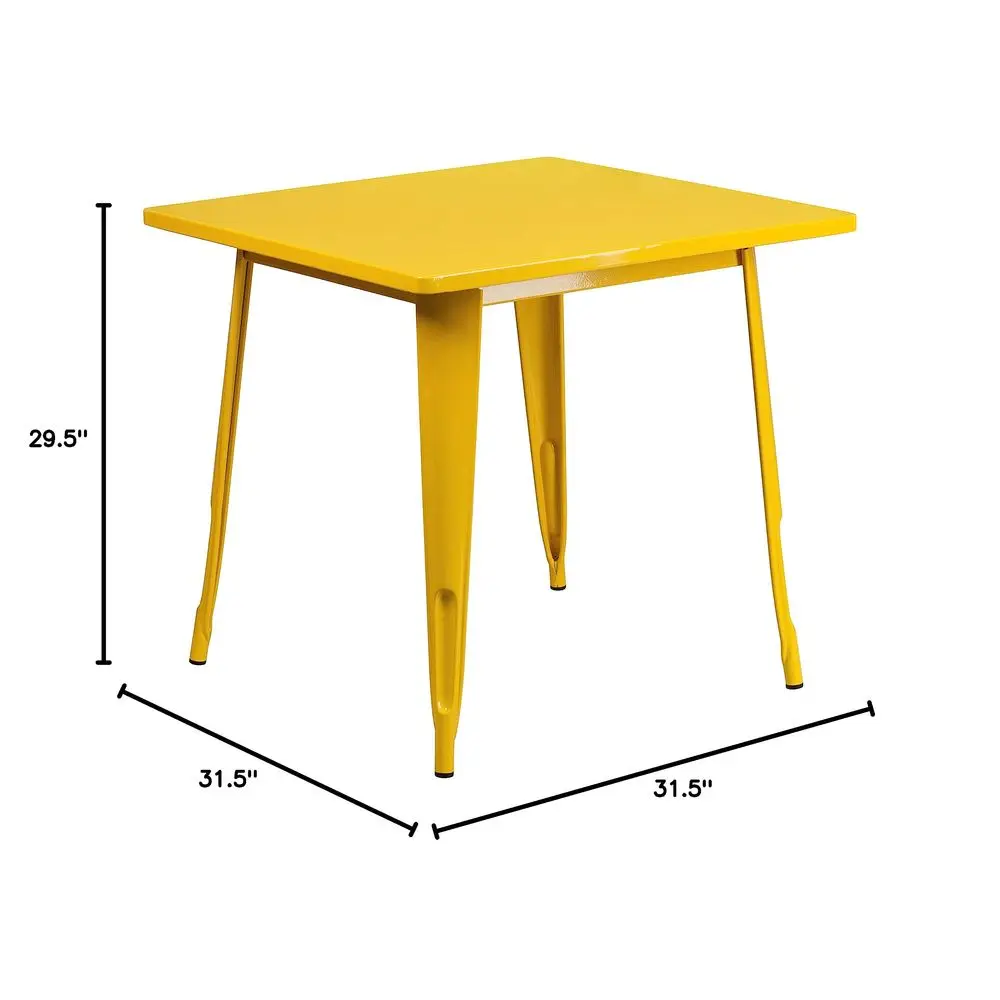

Commercial Grade 31.5 Square Yellow Metal IndoorOutdoor Table