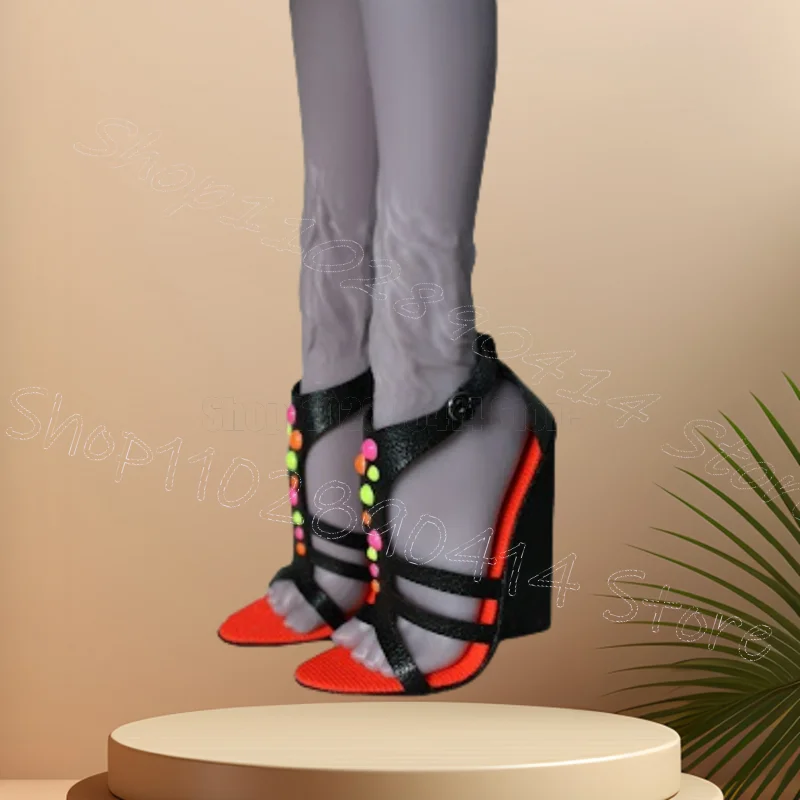 

Colorful Beads Design Wedges Heel Sandals Buckle Strap Women Shoes Open Toe Fashion Party Feast Dating 2025 Zapatos Para Mujere