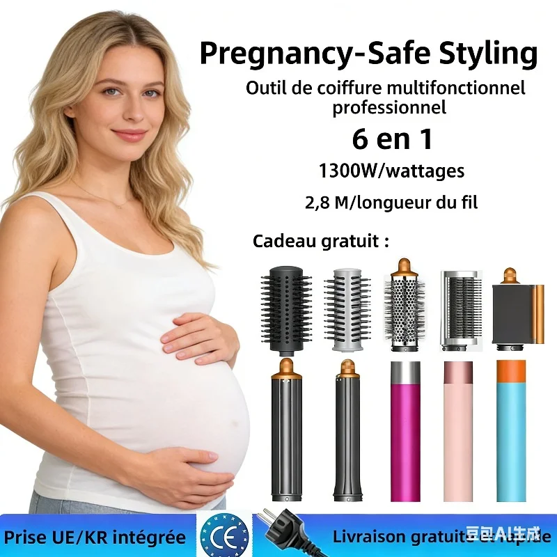 

6 IN1 Multi Hair Styler, 1300W High Power, Combines Drying, Straightening and Curling Functions, Suitable for Home and Salon Use