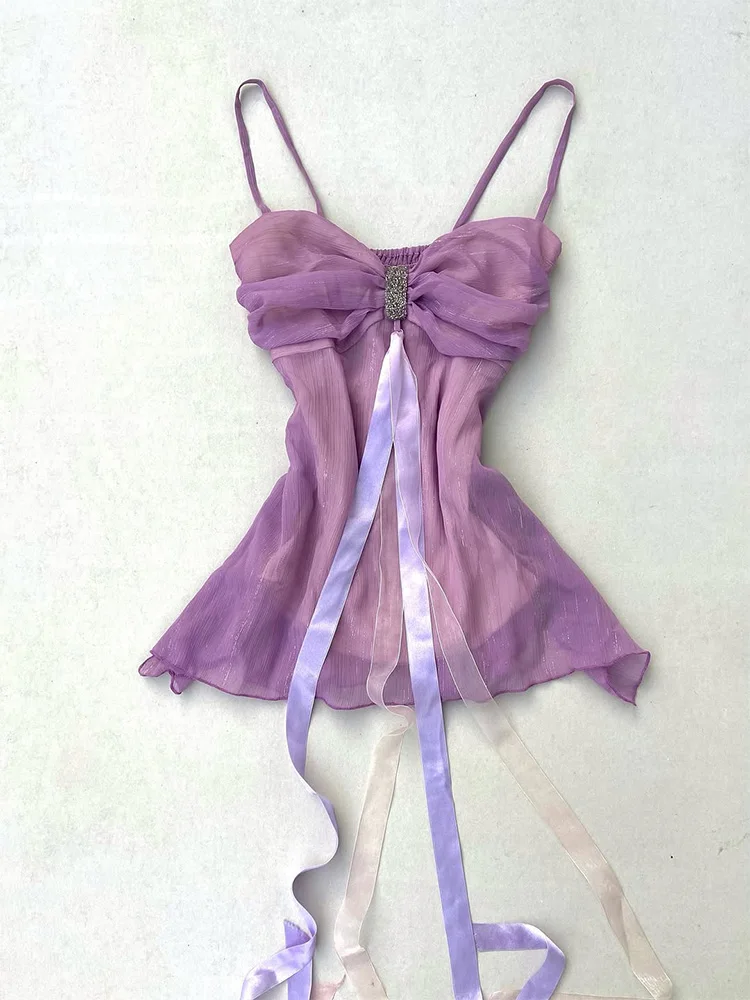 

Summer Original Retro Y2K Spicy Girl Purple Strap Vest 2025 New Faion Super Beautiful Tank Top Commute Sle Slim Fit Cotton